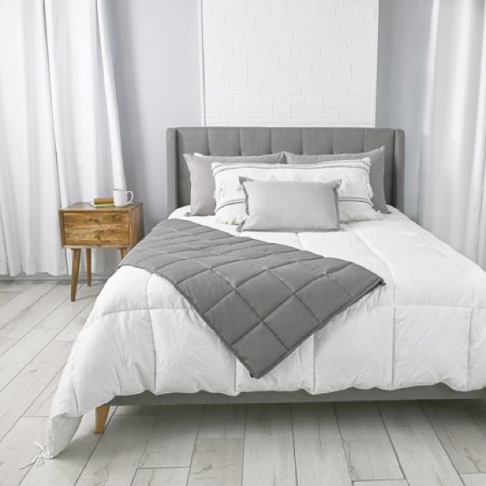 NORDSTROM Weighted Blanket with 100% Cotton Duvet Cover Gray Button Closure Full